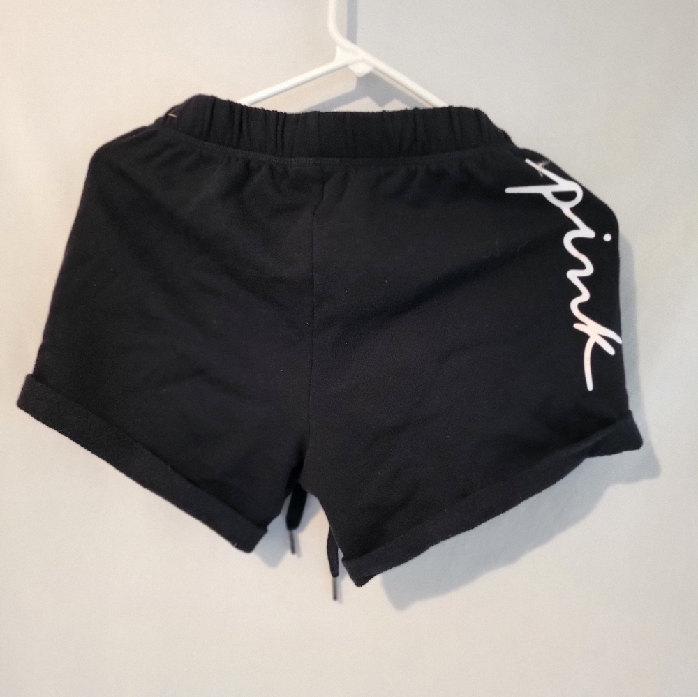 PINK black small cotton draw string shorts with pockets